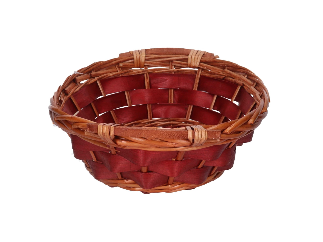 Cesta in vimini Koda, intreccio rosso e miele, ovale 40x30xh.11 cm