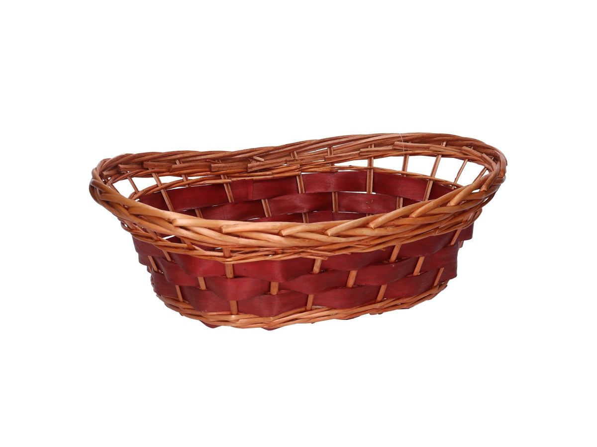Cesta in vimini Koda, intreccio rosso e miele, ovale 50x34xh.12/16 cm