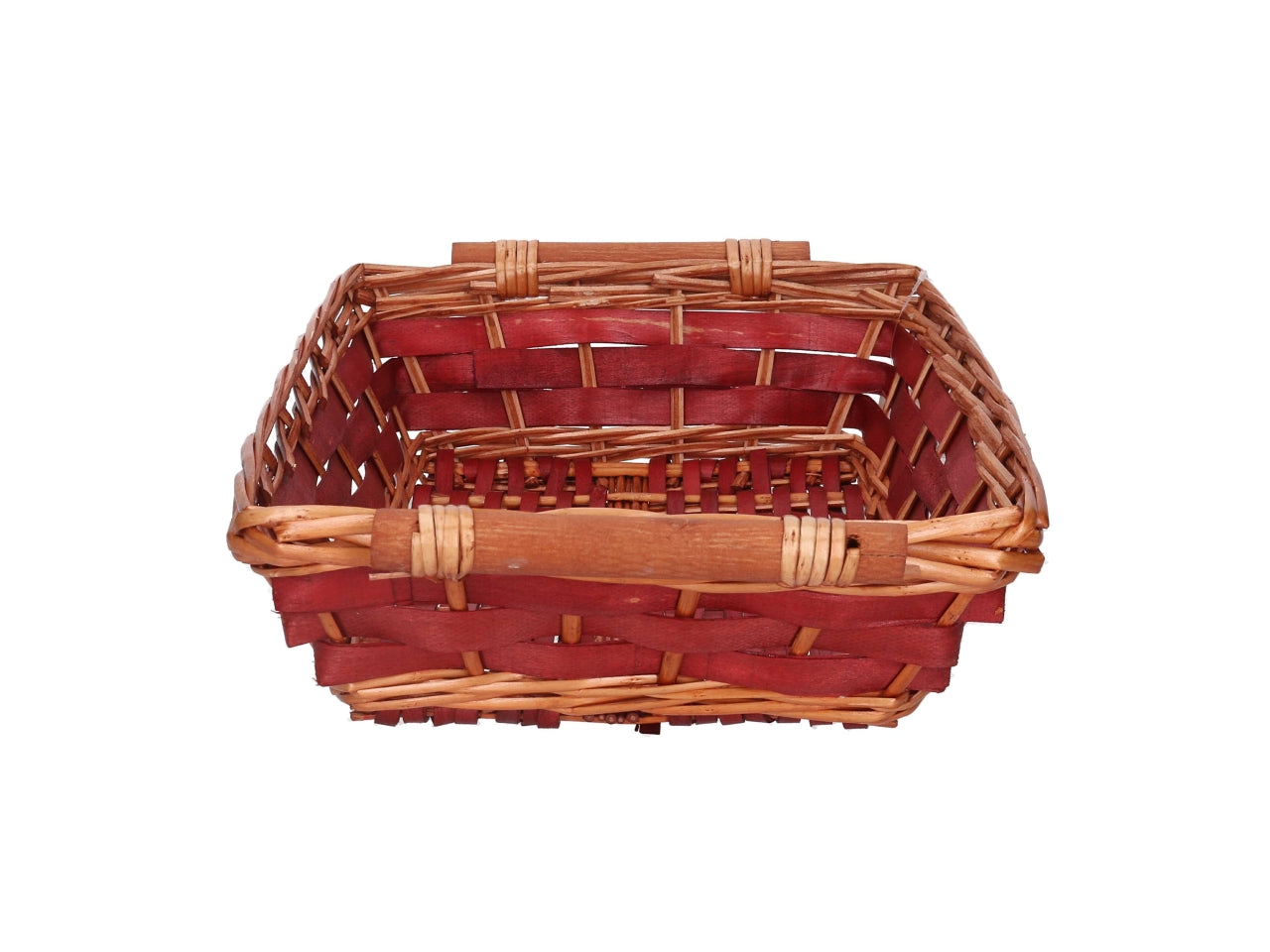 Cesta in vimini Koda, intreccio rosso e miele, rettangolare 50x40xh.13 cm