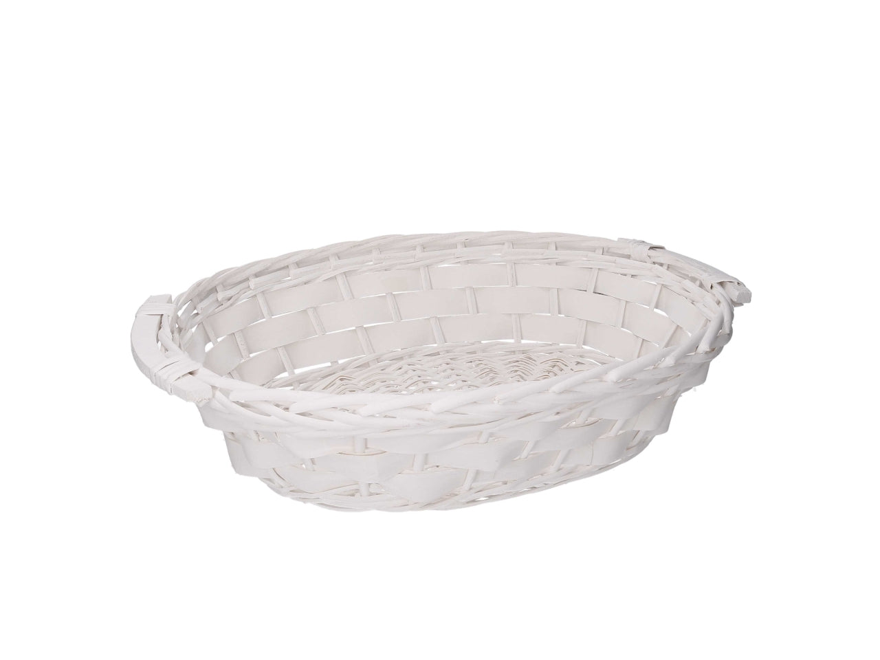 Cesta in vimini Lelly, colore bianco, ovale 50x40xh.14 cm