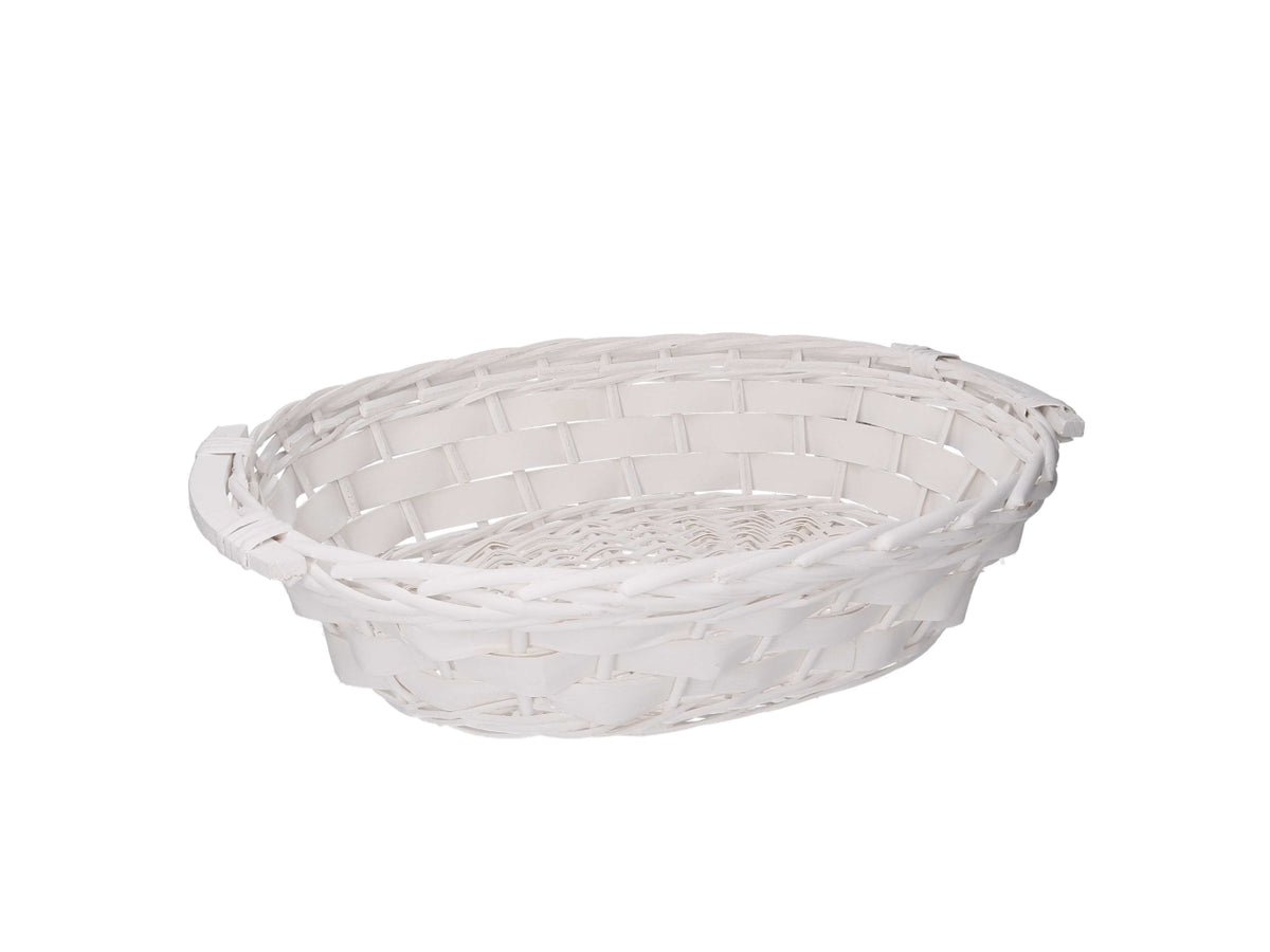 Cesta in vimini Lelly, colore bianco, ovale 50x40xh.14 cm