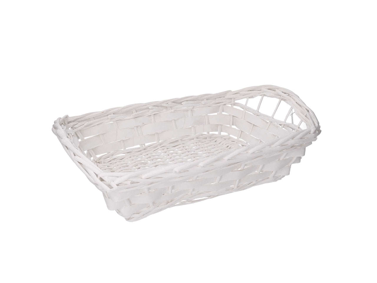 Cesta in vimini Lelly, colore bianco, rettangolare 55x40xh.12/17 cm