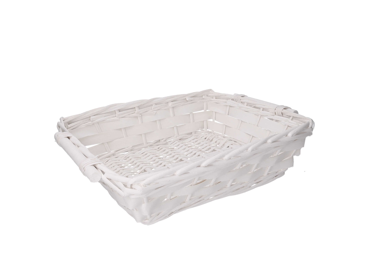 Cesta in vimini Lelly, colore bianco, rettangolare 55x45xh.13 cm