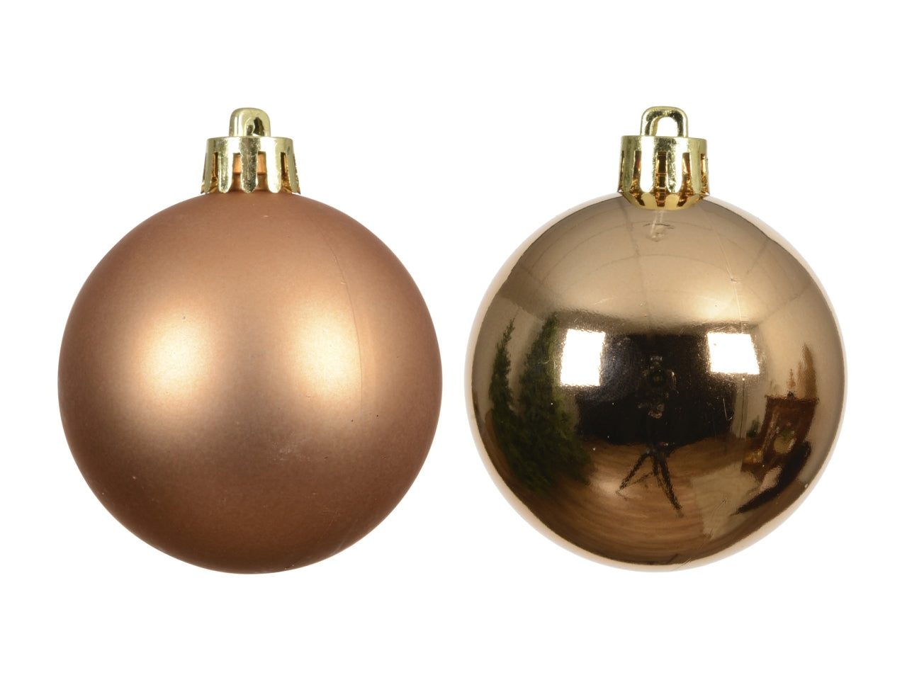 Palla di Natale 10cm in confezione da 4 pezzi brandy lucida, opaco