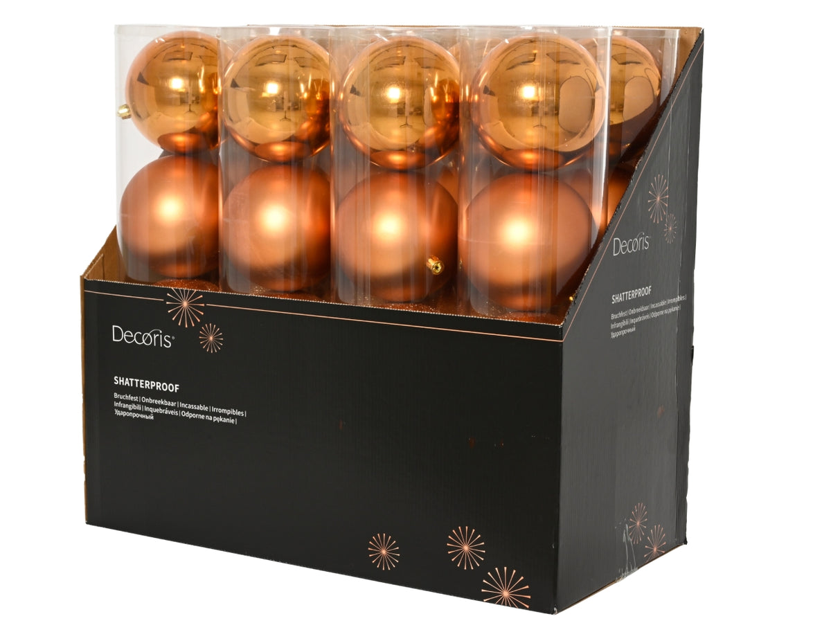 Palla di Natale 14cm in confezione da 4 pezzi brandy lucida, opaco, glitterata
