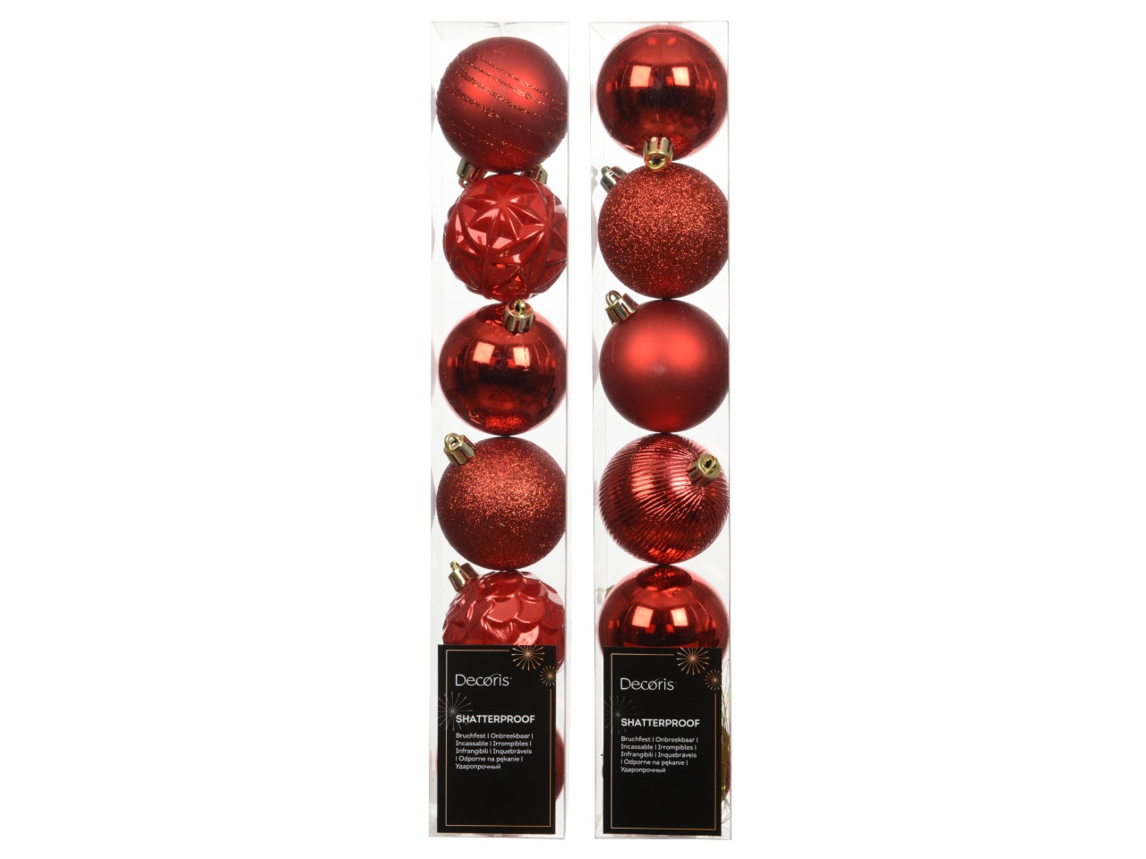 Palla di Natale 6cm in confezione da 6 pezzi rosso lucida, opaco, glitterata