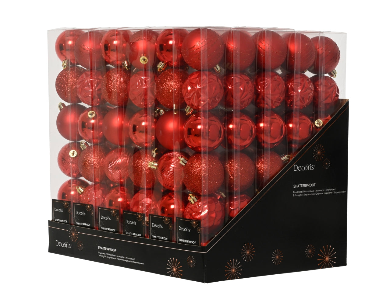 Palla di Natale 6cm in confezione da 6 pezzi rosso lucida, opaco, glitterata