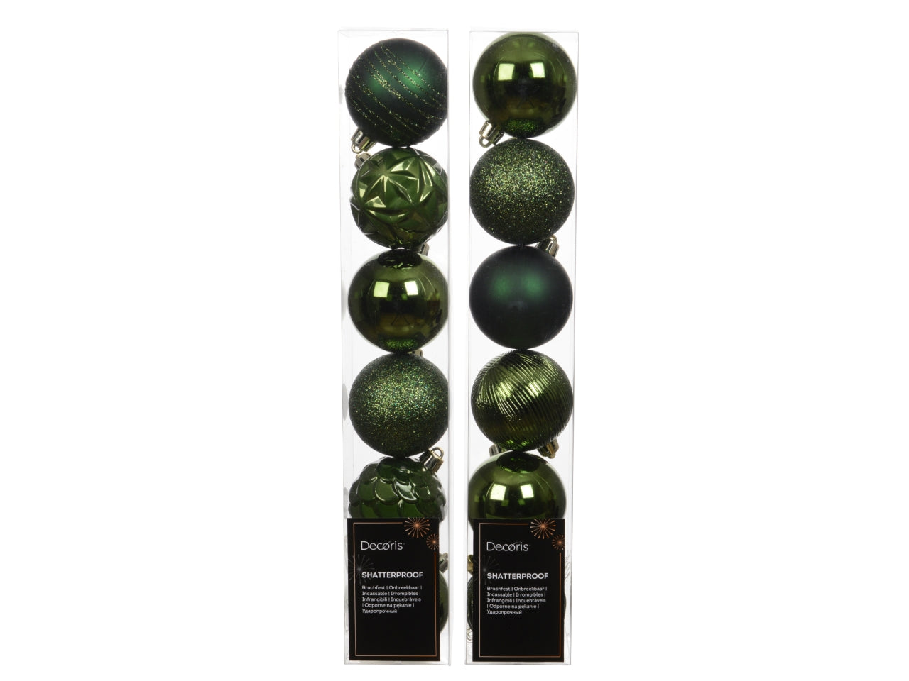 Palla di Natale 6cm in confezione da 6 pezzi verde lucida, opaco, glitterata