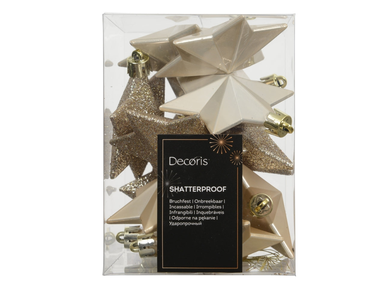 Appendino a forma di stella in confezione da 12 pezzi beige