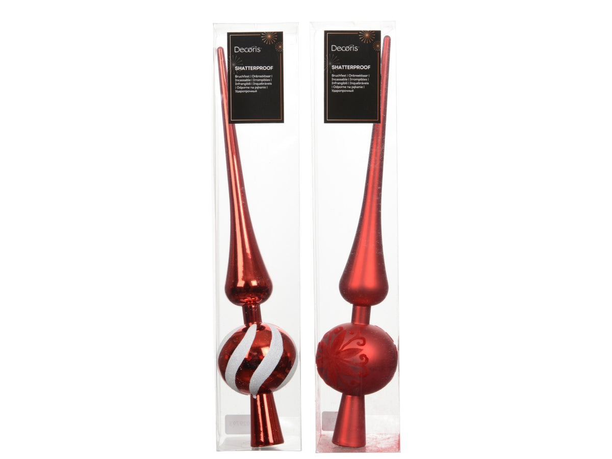 Puntale per albero di natale 30,5cm rosso lucido, opaco in 2 assortimenti