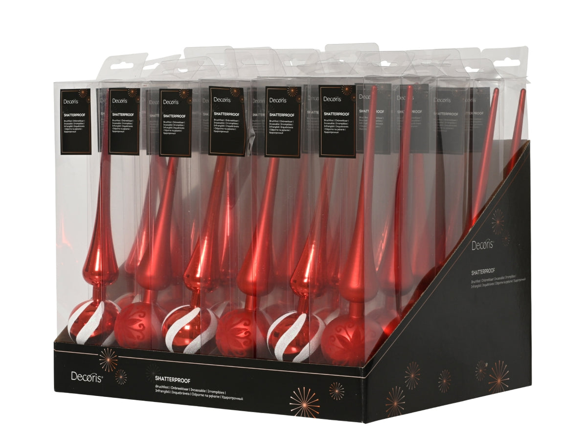 Puntale per albero di natale 30,5cm rosso lucido, opaco in 2 assortimenti