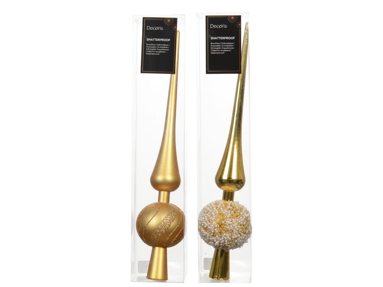 Puntale per albero di natale 30,5cm oro chiaro lucido, opaco in 2 assortimenti
