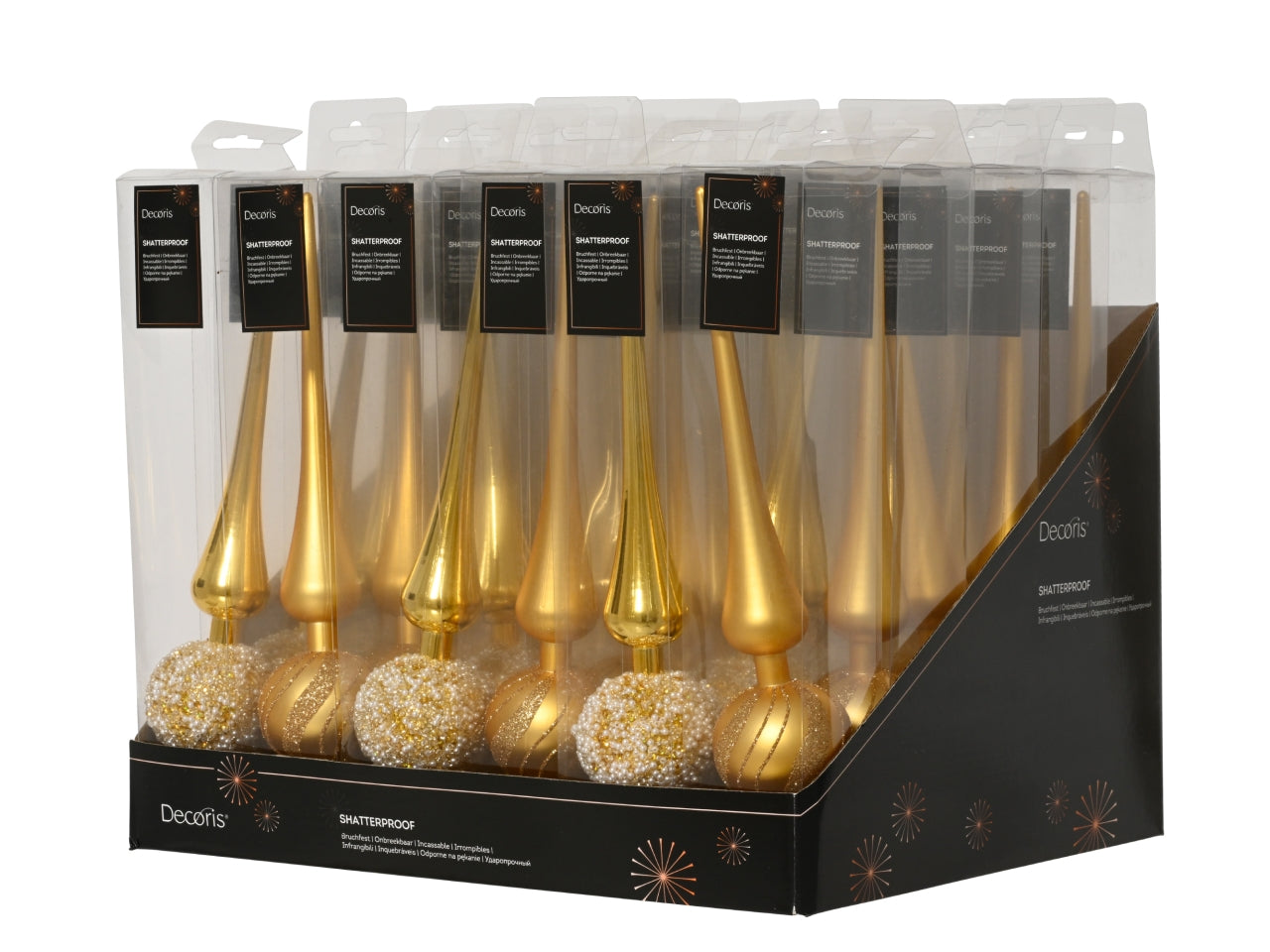Puntale per albero di natale 30,5cm oro chiaro lucido, opaco in 2 assortimenti