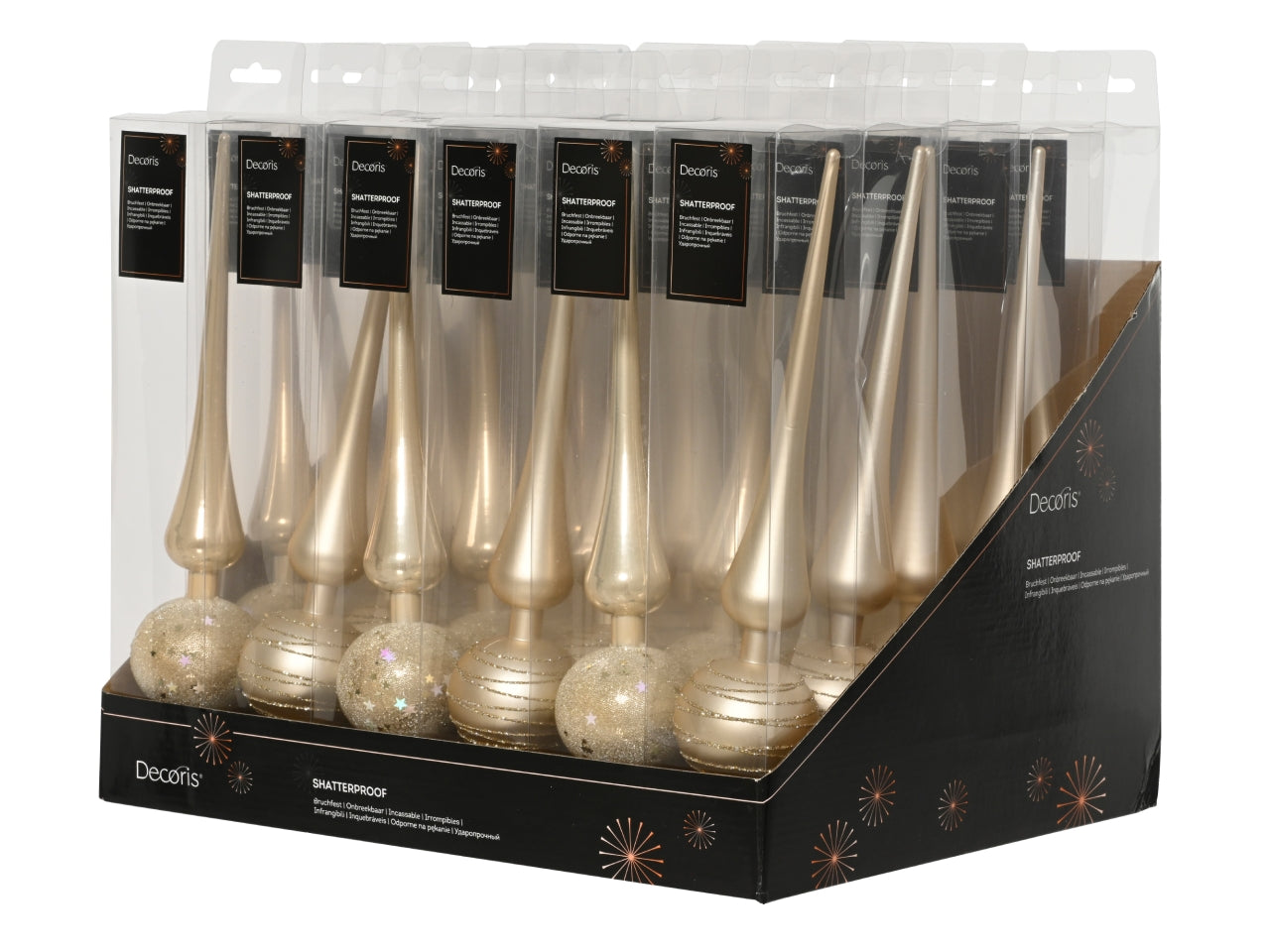 Puntale per albero di natale 30,5cm beige lucido, opaco in 2 assortimenti
