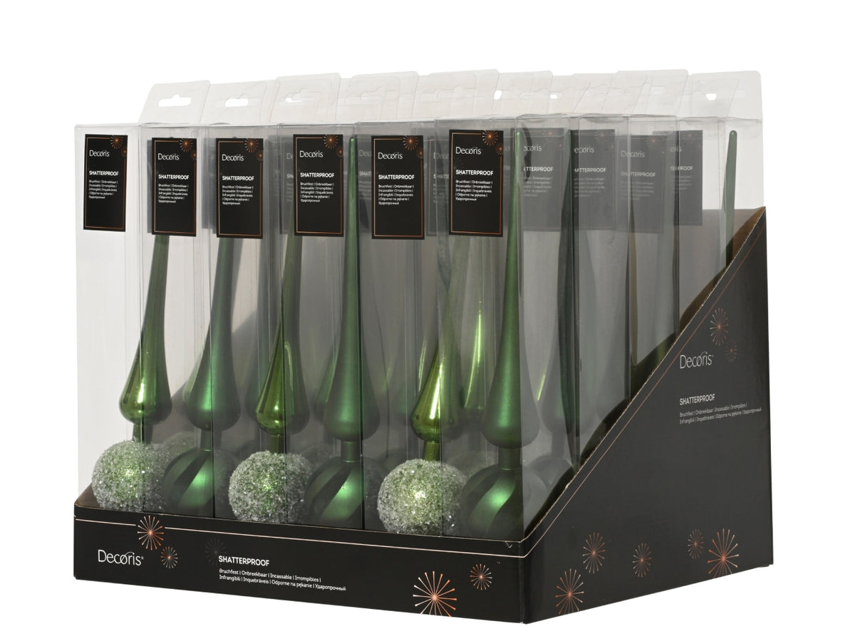 Puntale per albero di natale 30,5cm verde lucido, opaco in 2 assortimenti