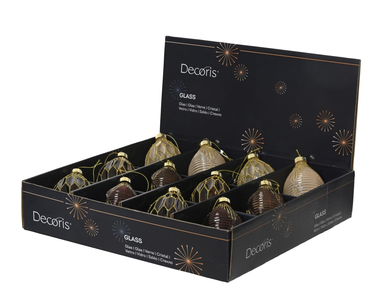 Palla di natale oliva in vetro 13,5cm in 6 assortimenti