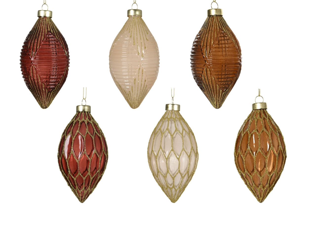 Palla di natale oliva in vetro 13,5cm in 6 assortimenti