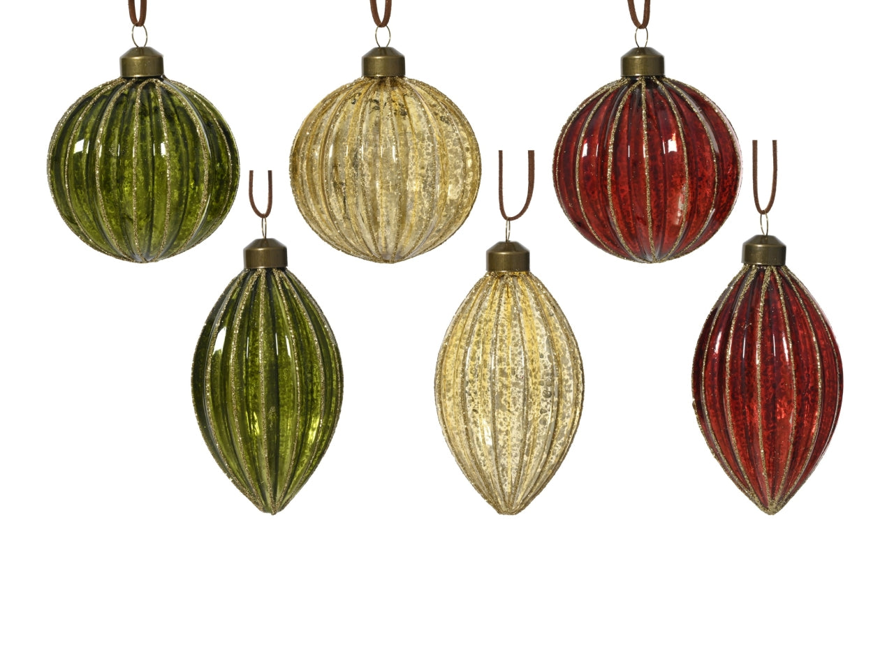 Palla di natale in vetro 8cm con glitter in 6 assortimenti