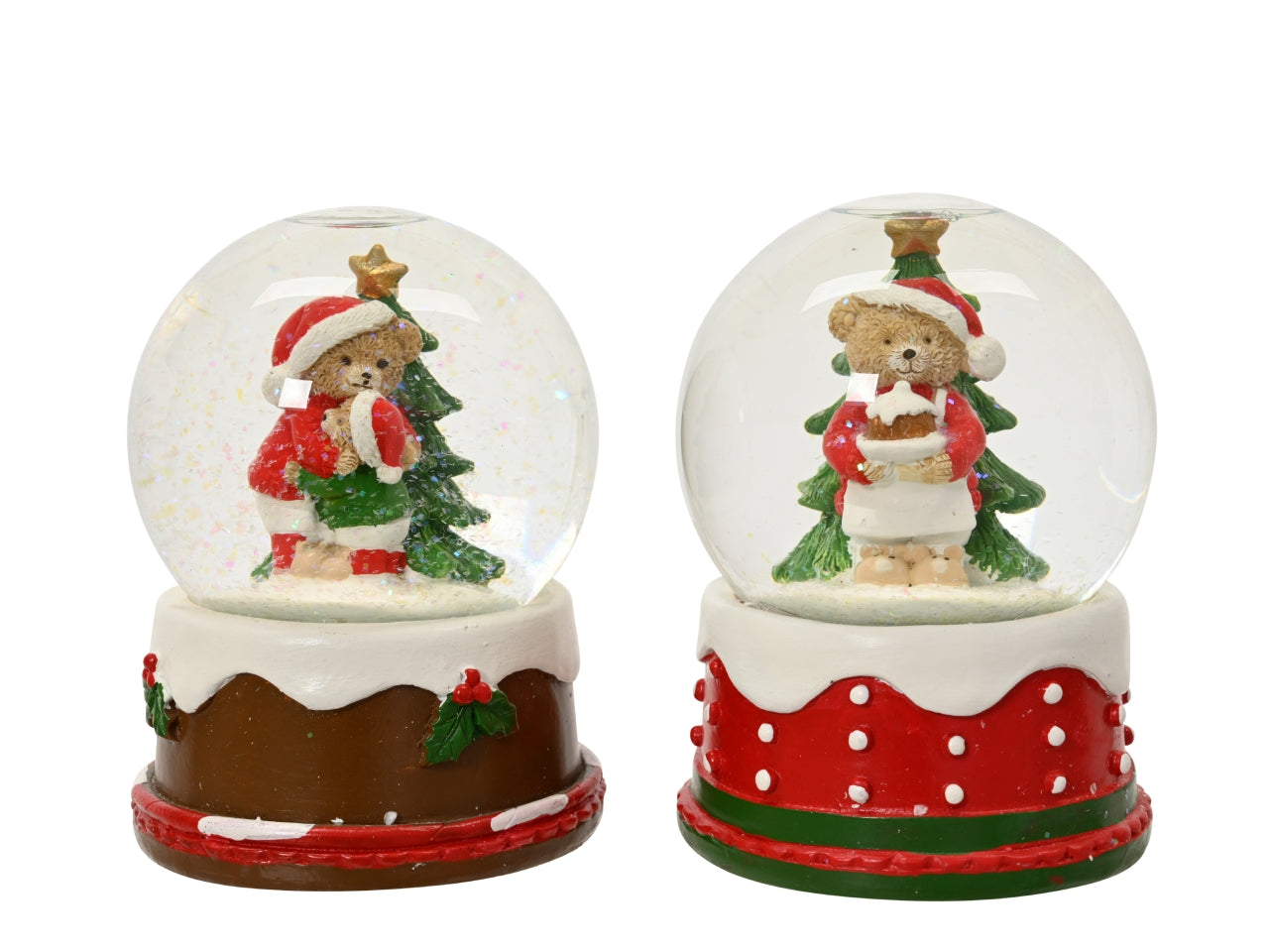 Palla di neve 13cm con orsetto in 2 assortimenti