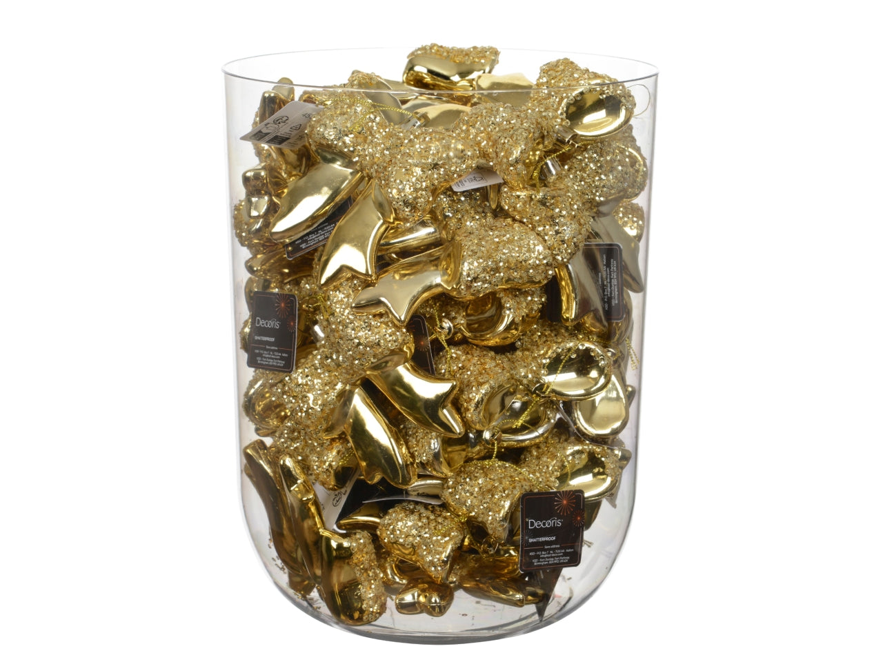 Fiocco decorativo 8,7x9,8cm lucido con glitter oro chiaro