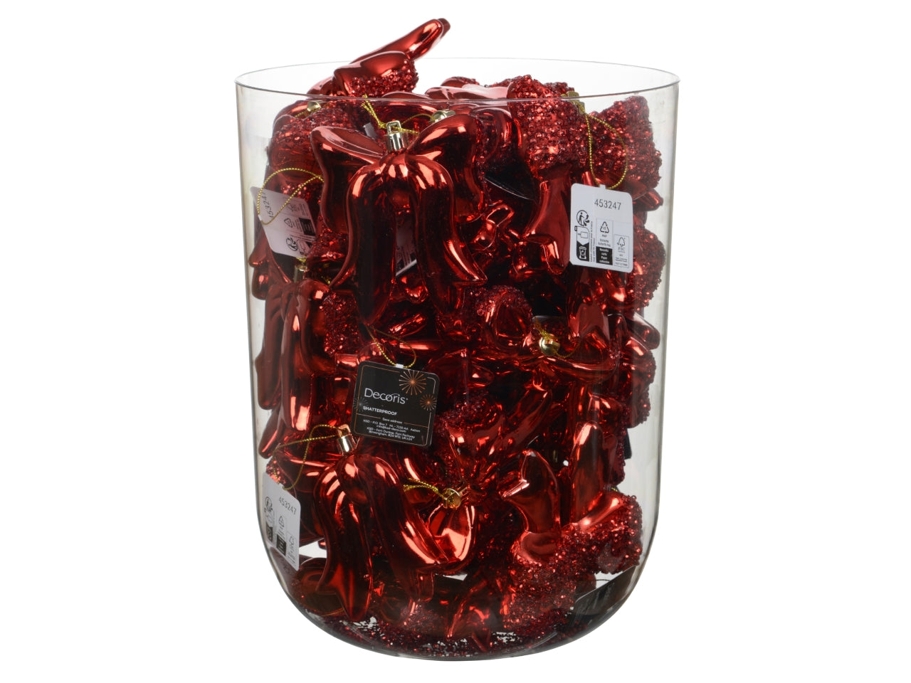 Fiocco decorativo 8,7x9,8cm lucido con glitter rosso