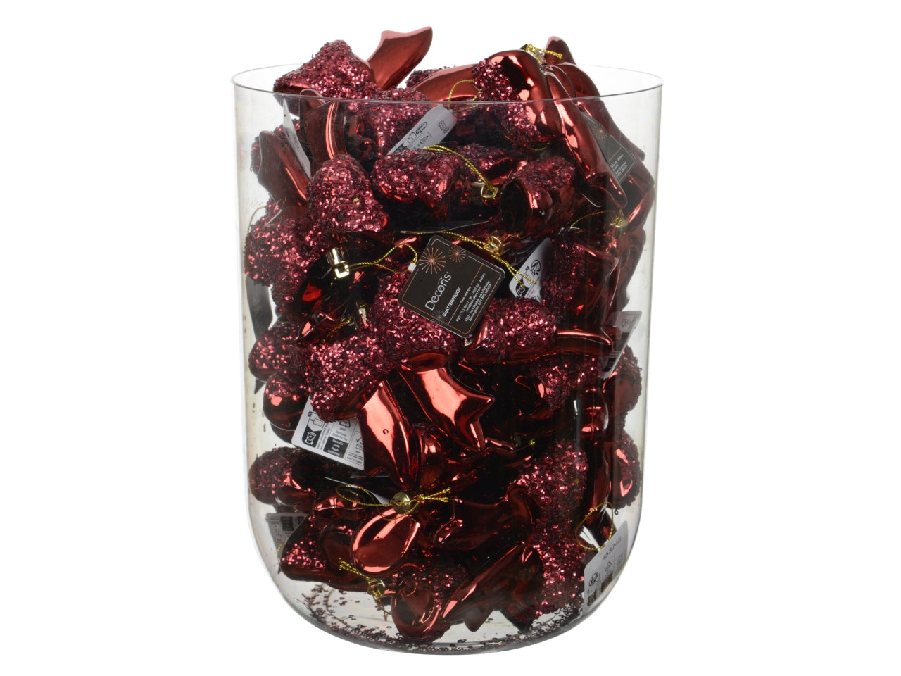 Fiocco decorativo 8,7x9,8cm lucido con glitter bordeaux