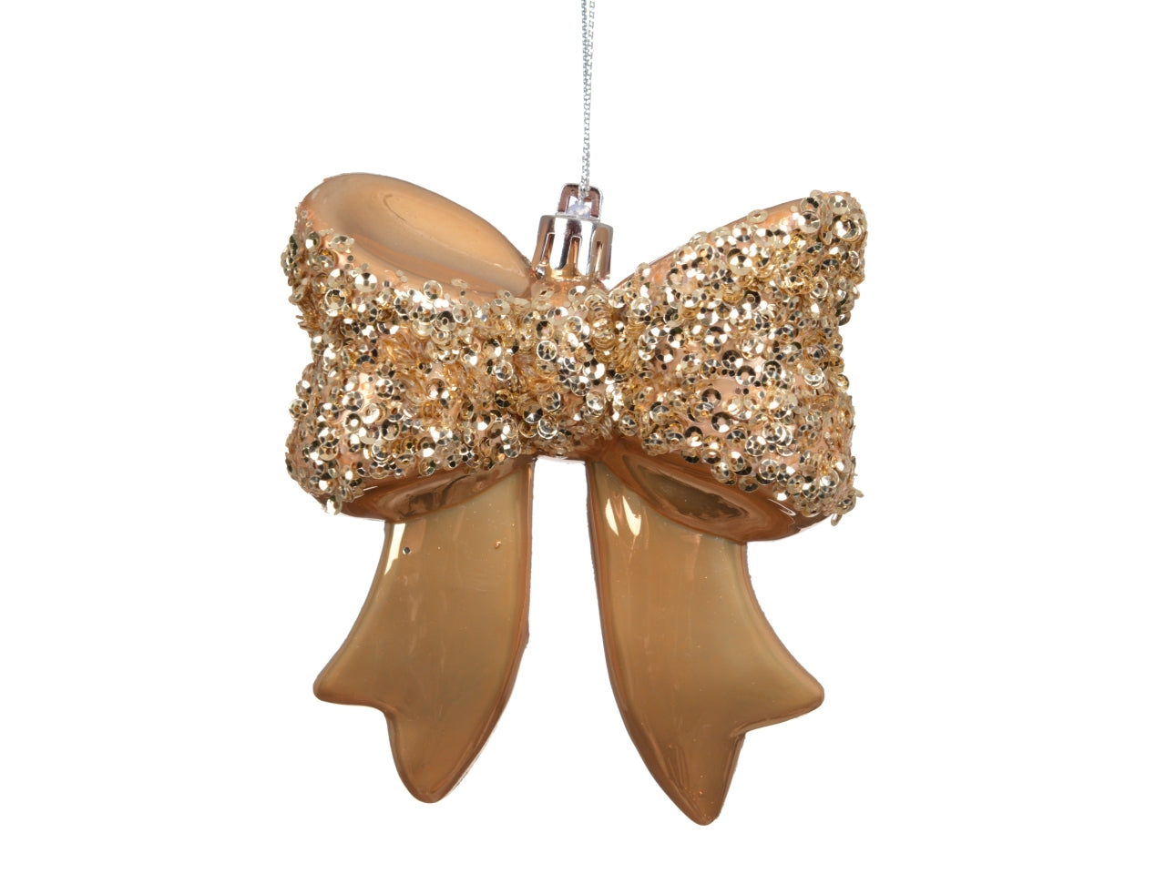 Fiocco decorativo 8,7x9,8cm lucido con glitter marrone