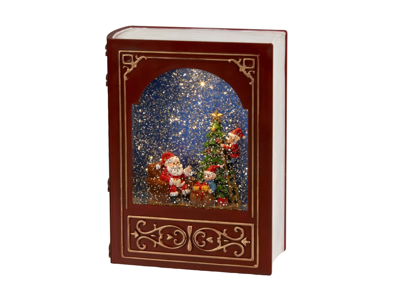 Libro decorativo 23,5cm con led e movimento glitter a batteria rosso