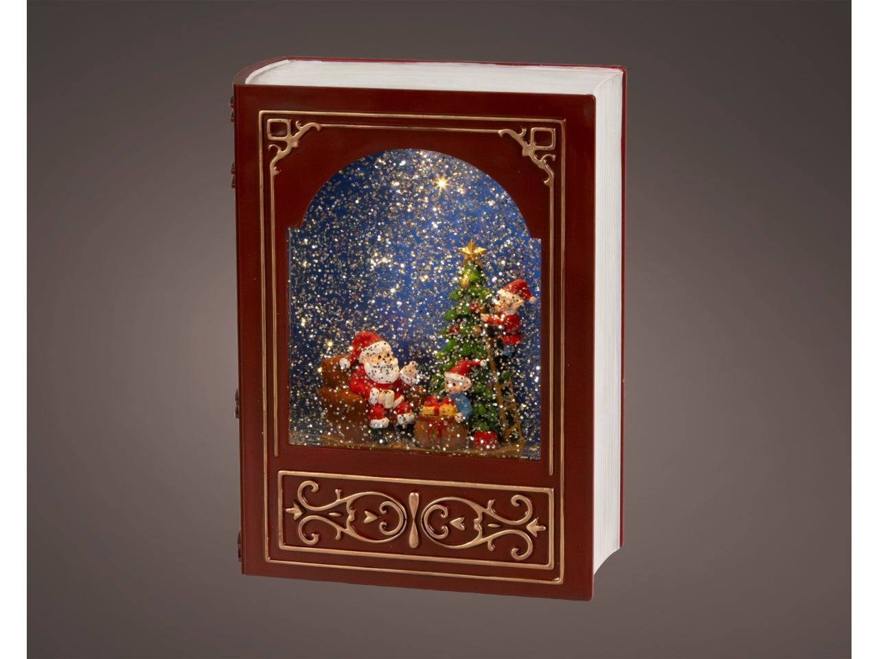 Libro decorativo 23,5cm con led e movimento glitter a batteria rosso