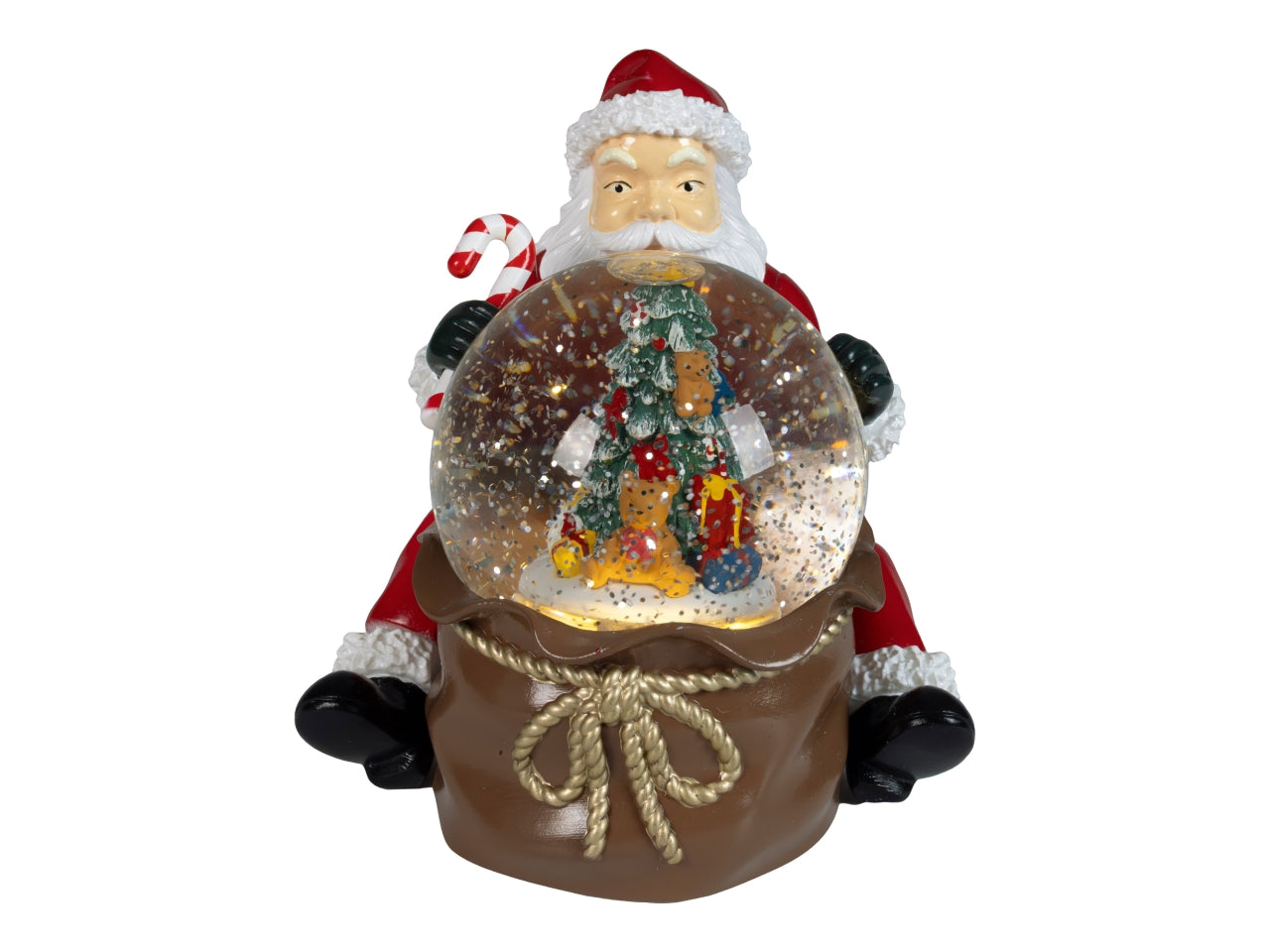 Palla da neve decorativa 18,4cm con led e movimento glitter a batteria