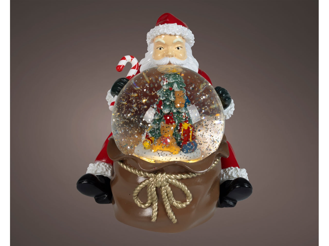 Palla da neve decorativa 18,4cm con led e movimento glitter a batteria