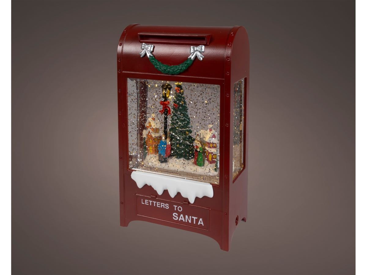 Cassetta postale natalizia 21cm con led e movimento glitter