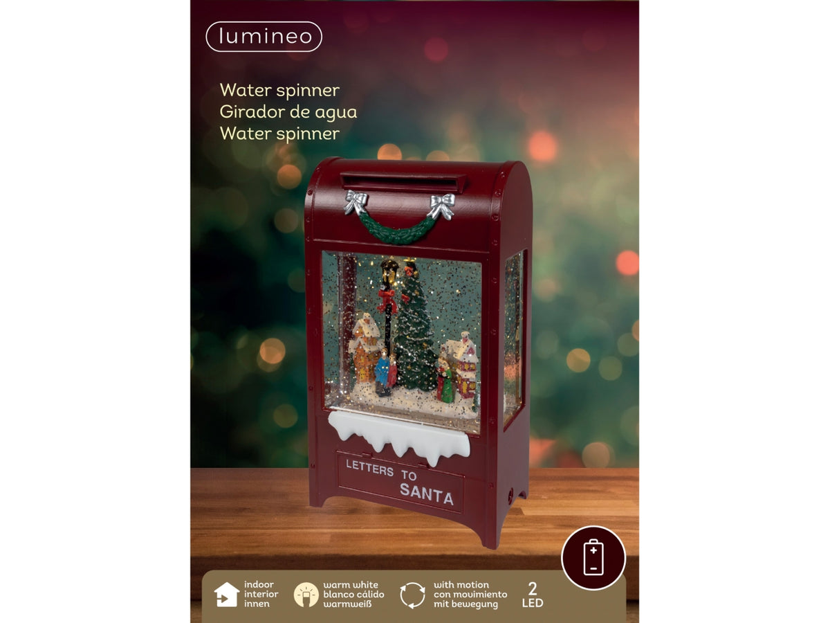 Cassetta postale natalizia 21cm con led e movimento glitter