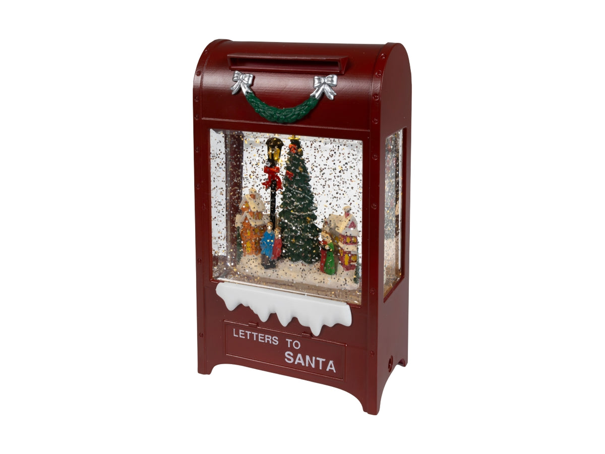 Cassetta postale natalizia 21cm con led e movimento glitter