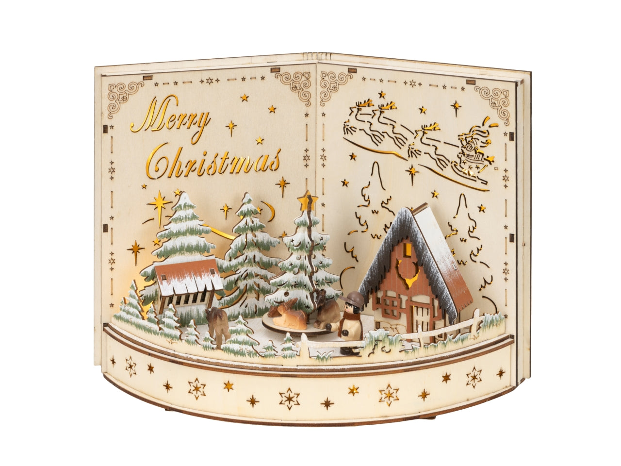 Scenario natalizio in legno 30x22cm con luci a batteria