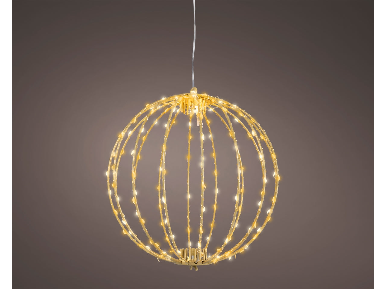Palla luminosa in metallo 28cm con 192 led bianco caldo e flash per uso esterno