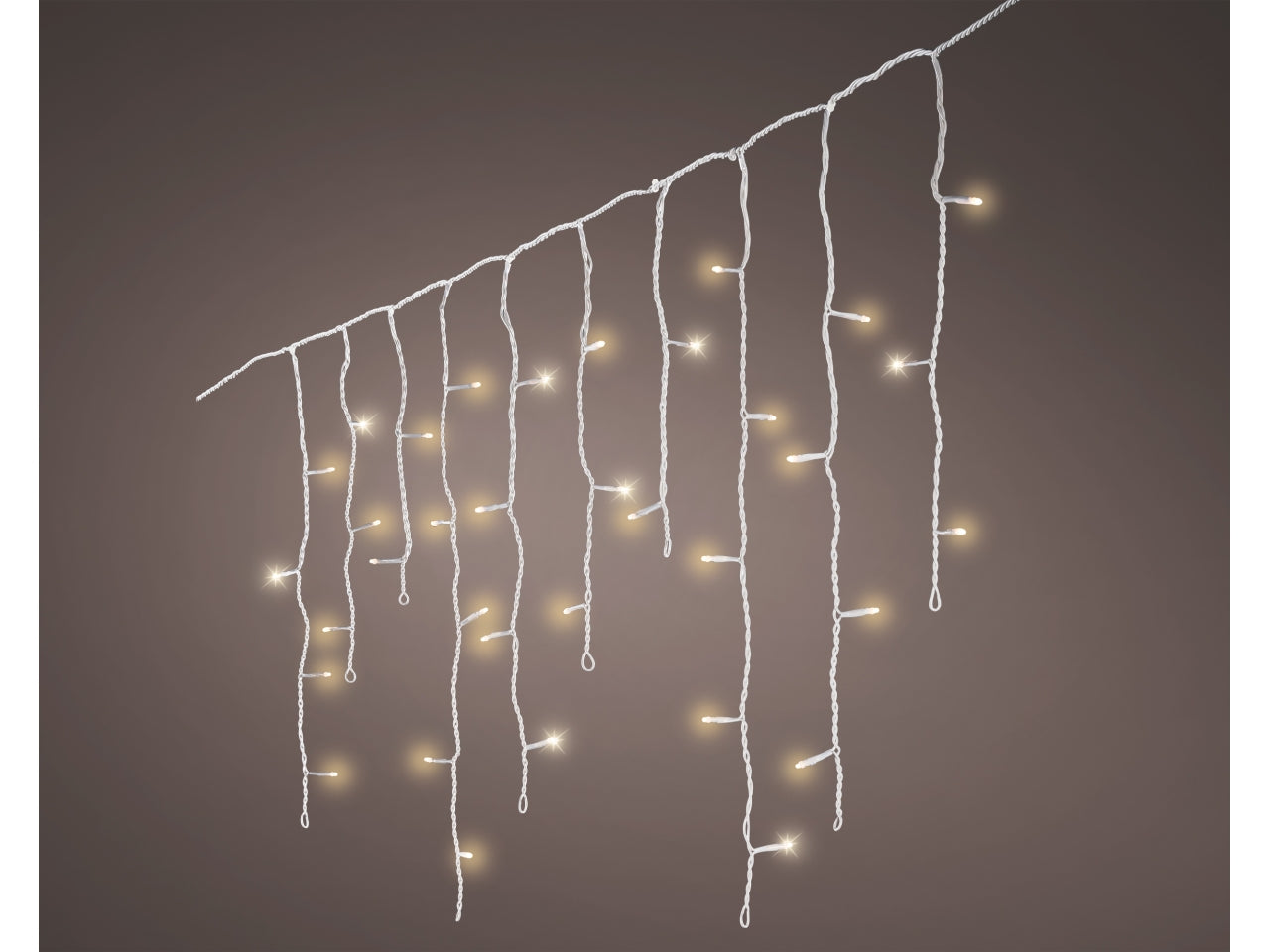 Tenda luminosa con 180 led oro soft e flash bianco freddo lunghezza 4,8mt, prolungabile fino a 5 tende
