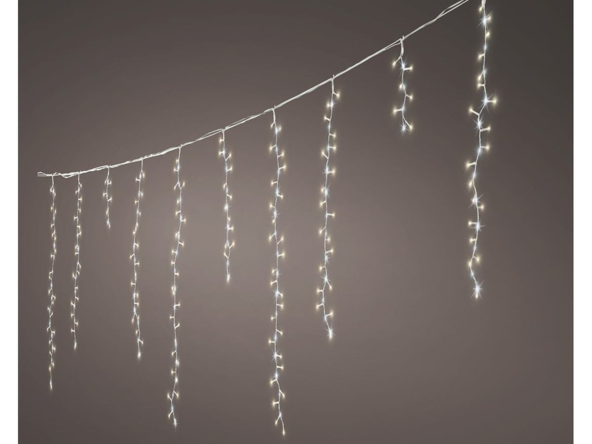Tenda luminosa con 708 led bianco classico e flash bianco freddo 13 funzioni, lunghezza 6mt per uso interno/esterno