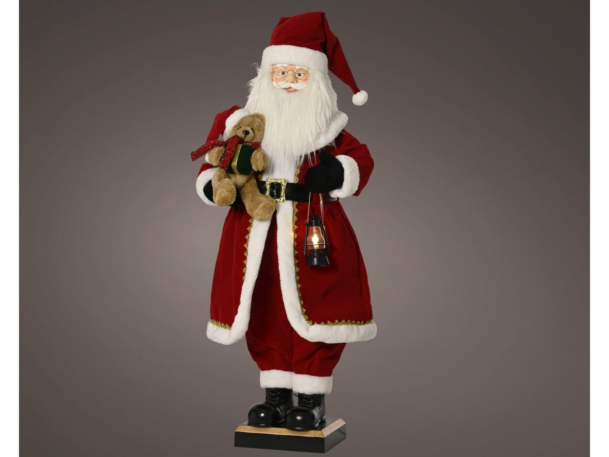 Babbo natale maxi 110cm con orsetto e lanterna