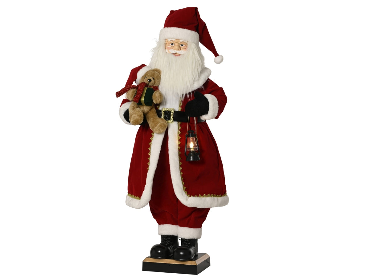 Babbo natale maxi 110cm con orsetto e lanterna