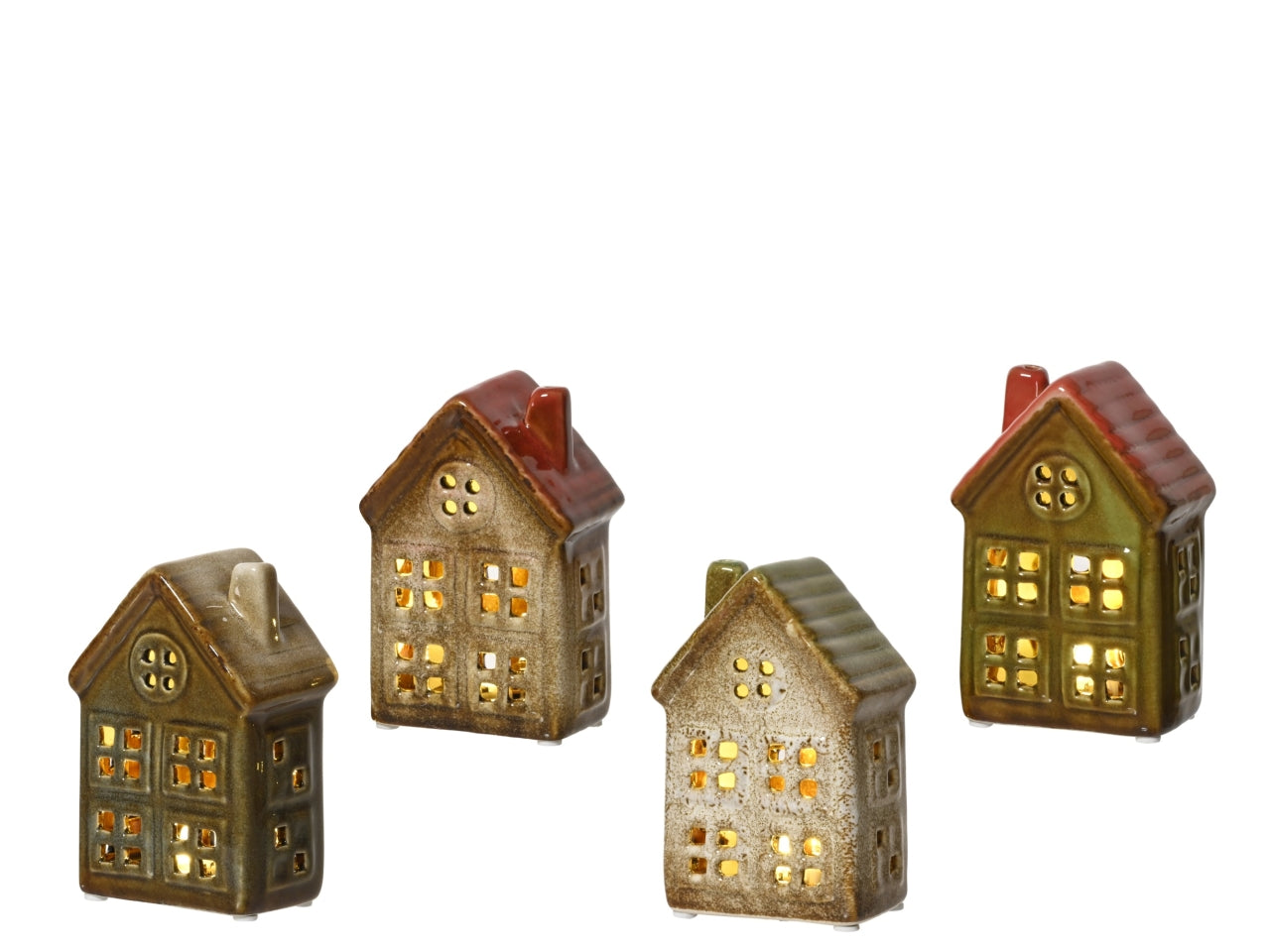 Casetta decorativa in gres 7x4,5x11,5cm con led in 4 assortimenti
