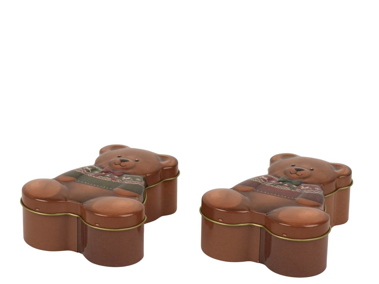 Scatola in latta a forma di orso 14,2x11,8cm in 2 assortimenti