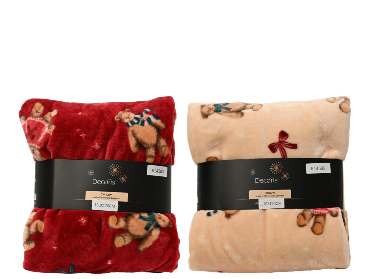 Plaid 130x170cm con orsetti in 2 assortimenti