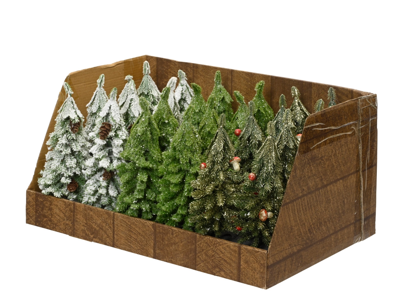 Alberello 21cm con base a tronco in 3 assortimenti