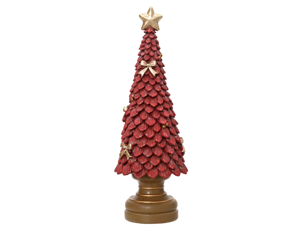 Albero di natale 36cm in poliresina glitterato rosso