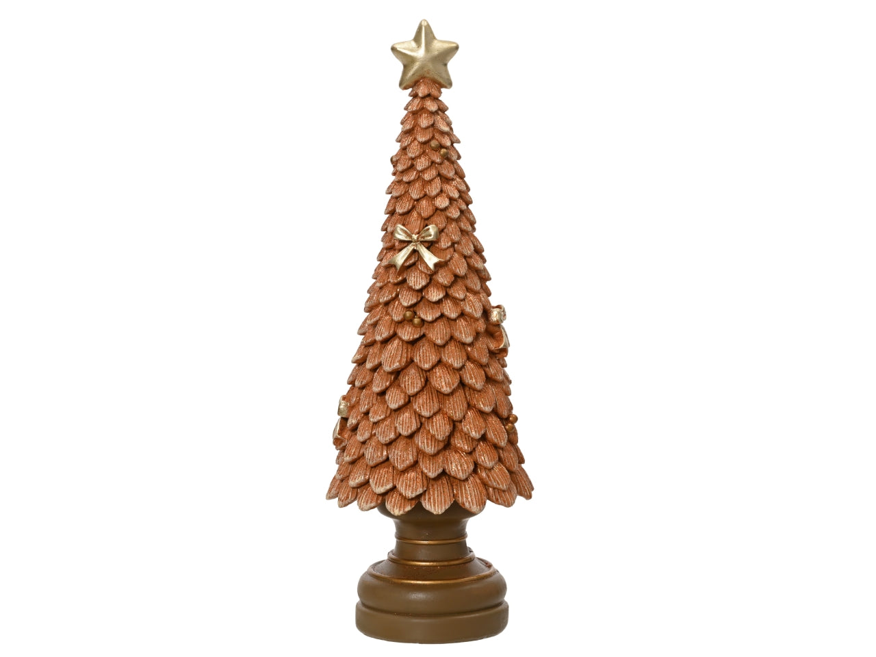 Albero di natale 36cm in poliresina glitterato caramello