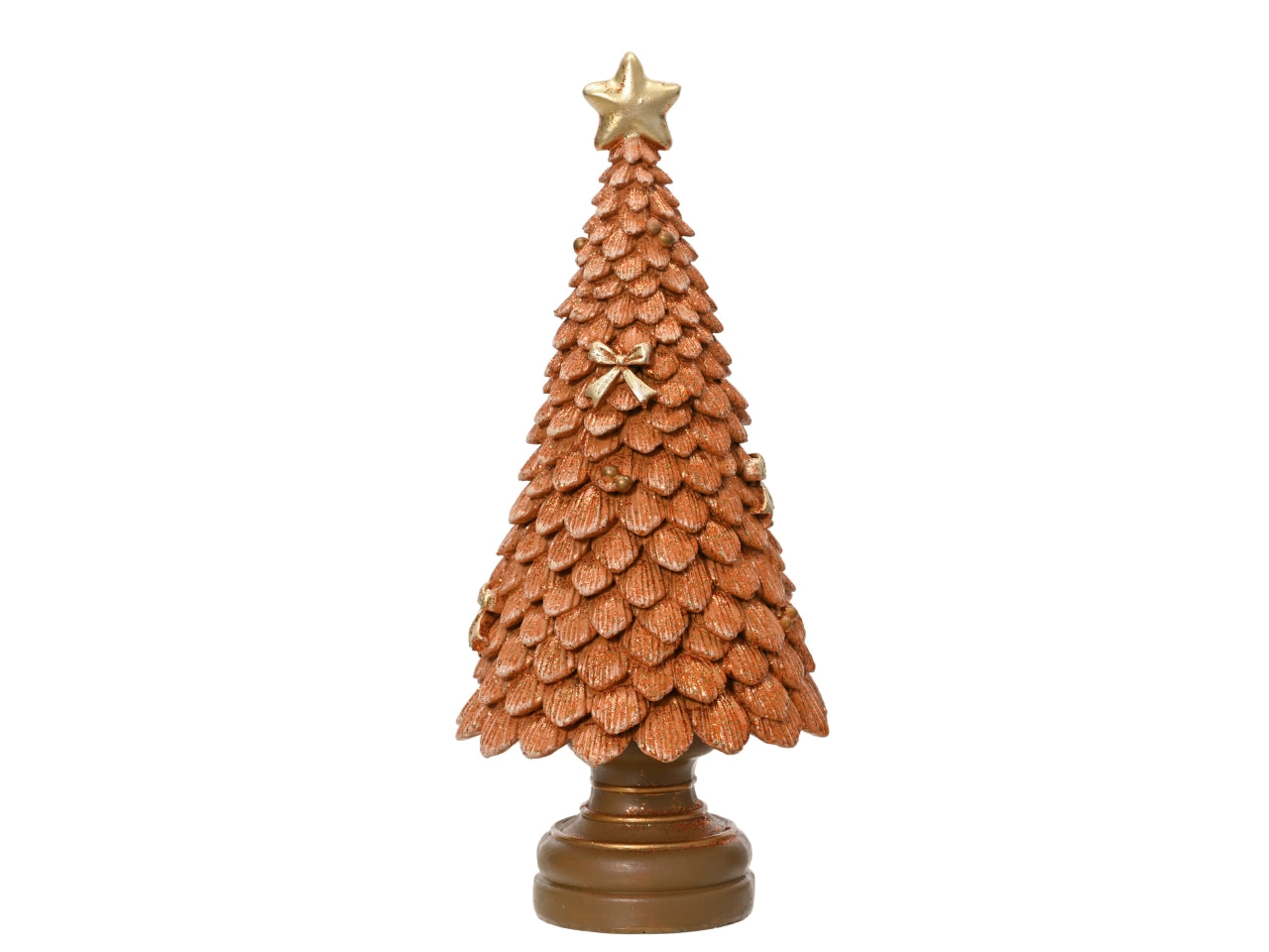 Albero di natale 23cm in poliresina glitterato caramello