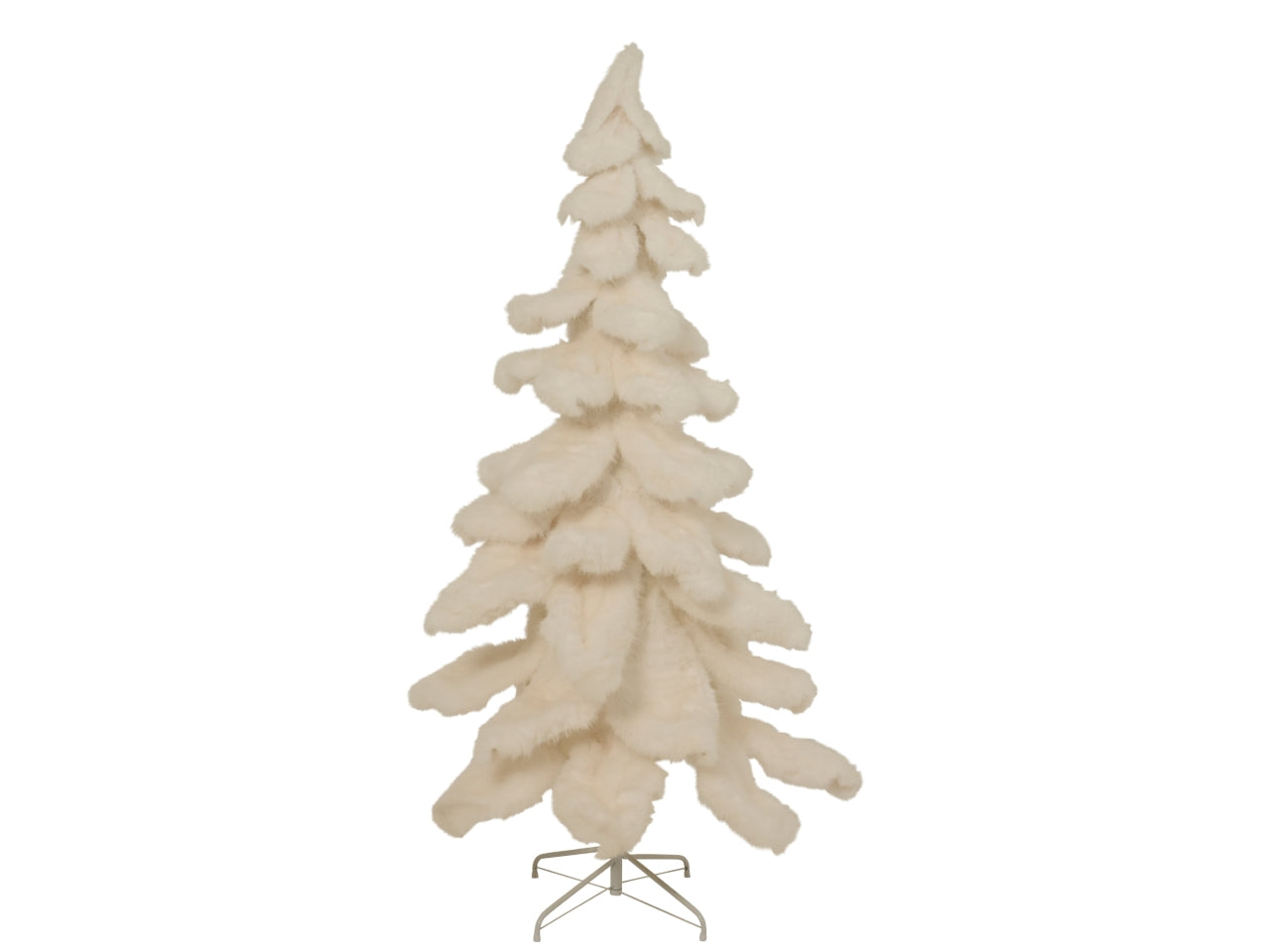 Albero di natale in pelliccia sintetica 180cm bianco a 7 strati con diametro 105cm