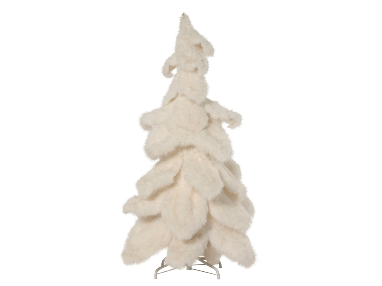 Albero di natale in pelliccia sintetica 130cm bianco a 5 strati con diametro 80cm