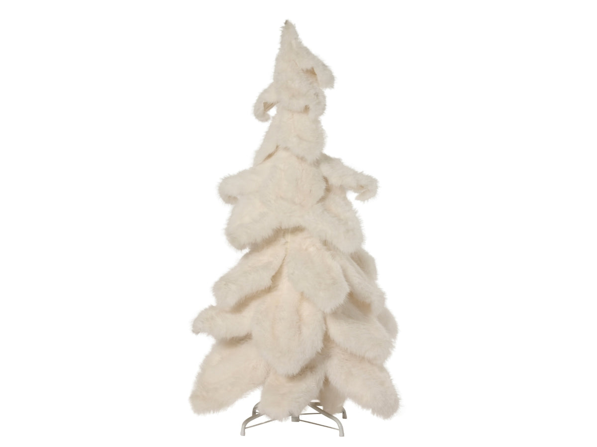 Albero di natale in pelliccia sintetica 130cm bianco a 5 strati con diametro 80cm